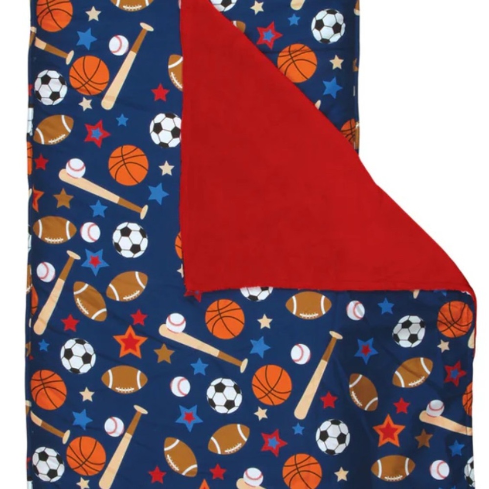 Kids Sports-Themed Blanket - Red and Blue